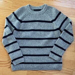 Jenni Kayne Gray Striped Crewneck Sweater